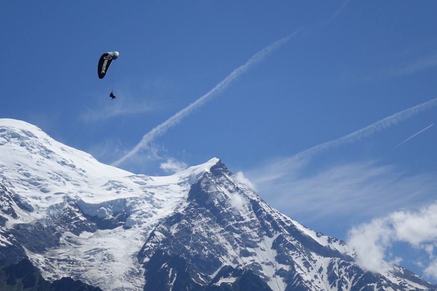 Alli paragliding beside Mont Blanc